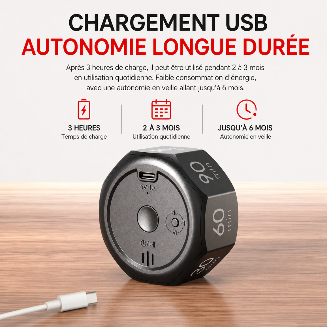 FocusFlip™ – Minuteur Intelligent à Retournement USB